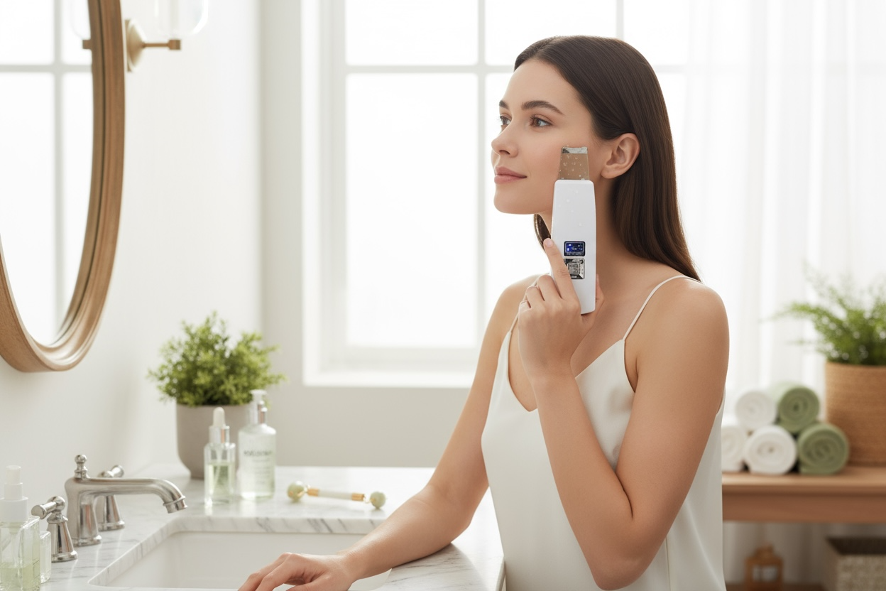 UltraScrub™ – Ultrasonic Facial Device for Deep Cleansing & Blackhead Removal